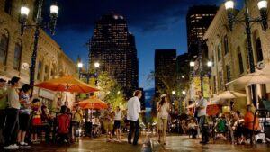 Stephen Avenue in Calgary at night